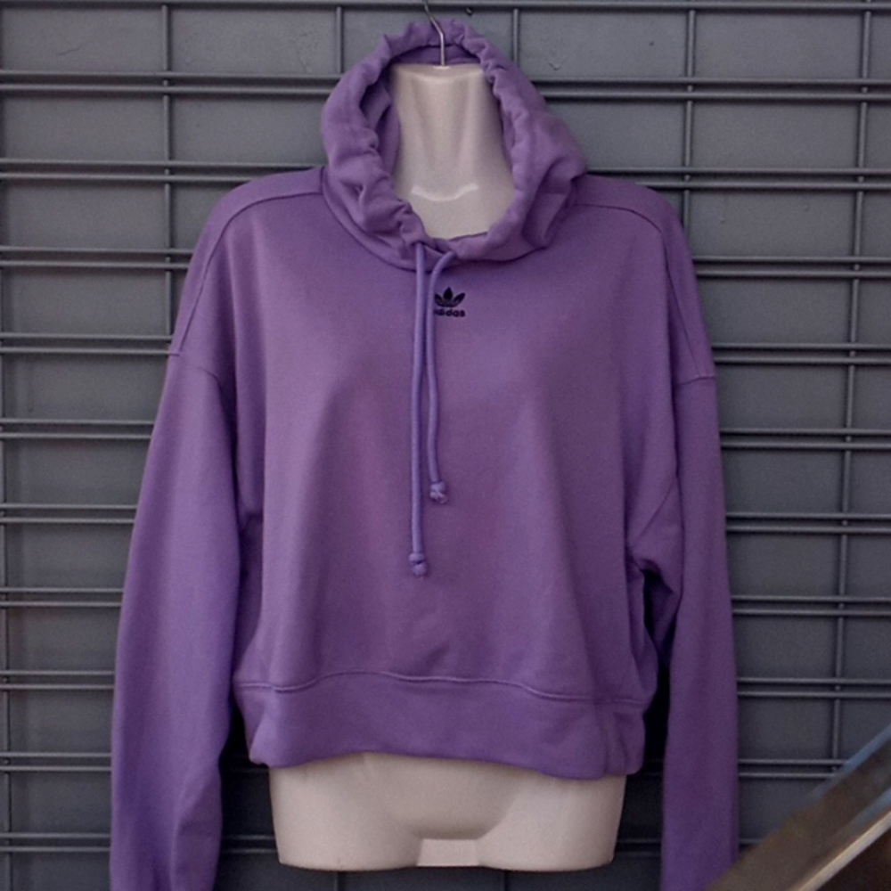 Adidas Lavender Hooded Crop L/S Sweatshirt